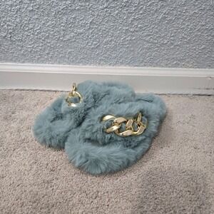 Cocobeau Womens Faux‎ Fur Slip On Slippers Size 6 Fluffy Cozy Comfy Chain Luxury